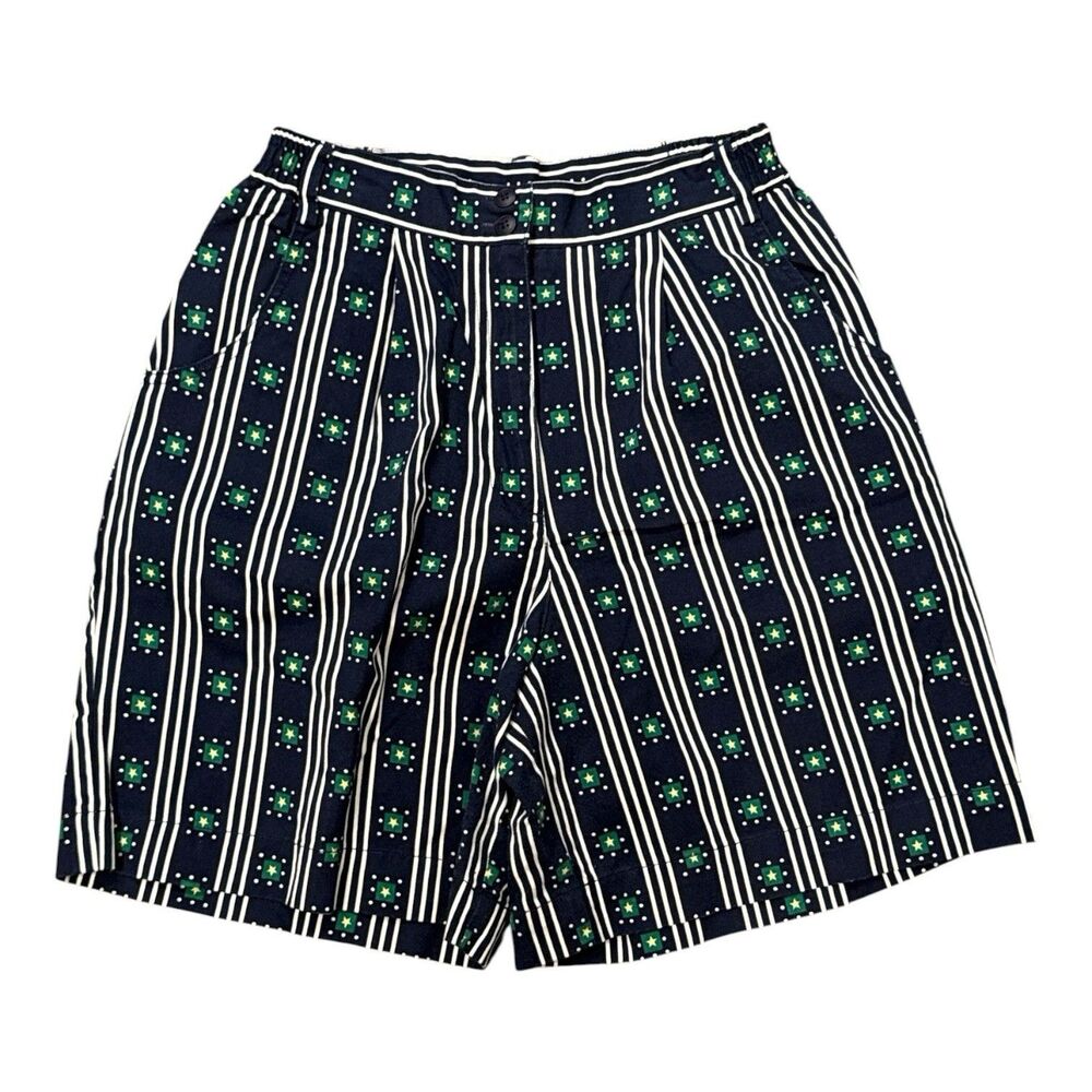Vintage 90s Talbots Blue Stars Mom Shorts Size 10 Cottagecore High Waist Cotton
